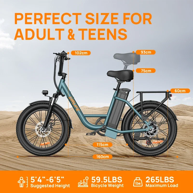 URLIFE E20 All-Terrain-Elektrofahrrad 250W Motor Elektrofahrräder für Erwachsene 48V 13AH 20 Zoll Reifen City-Pendler-E-Bikes – Detail 13