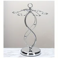 Countertop Wine Glass Holder Freestanding Tabletop Tall Glass Storage Rack with 6 Hooks (Silver) 2