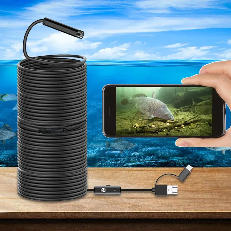 Underwater Fishing Endoscope Camera 720P Cars Sewer Inspection Endoscopy Waterproof 3In1 For Usb Android Type C 2