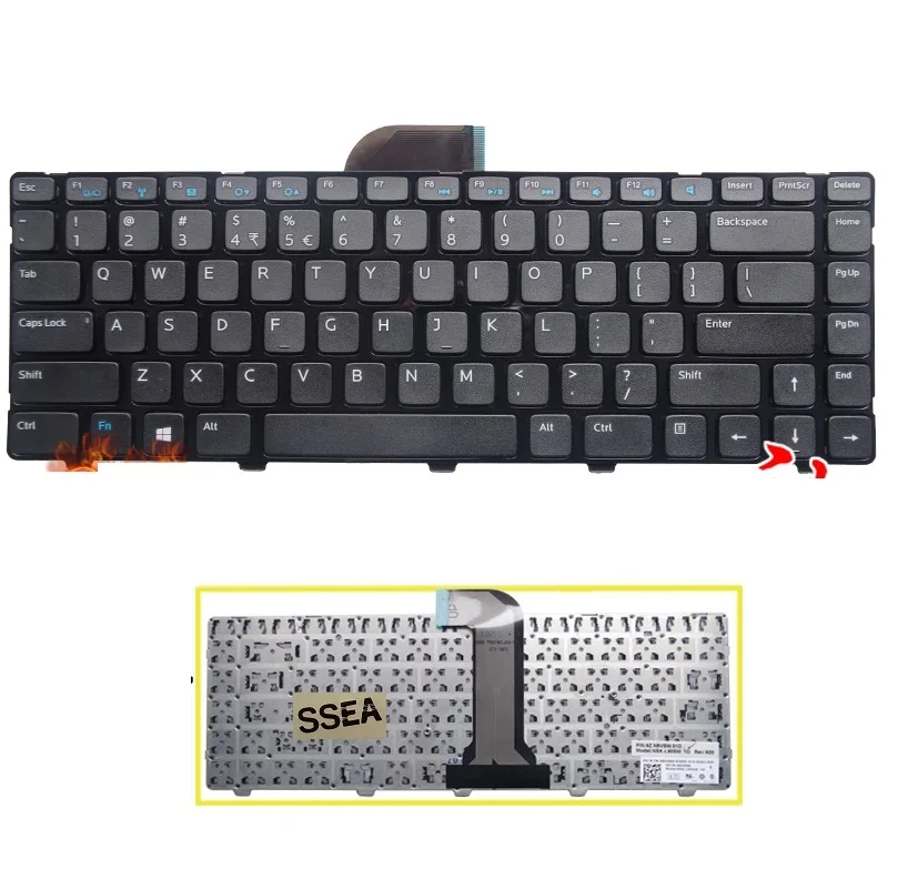 

Новая английская клавиатура для Dell Inspiron 14 3421 3437 14R 5421 5437 черная клавиатура с рамкой