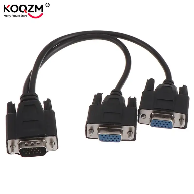 15Pin VGA Male To 2 Vga Svga Female Adapter Splitter Video Monitor Cable