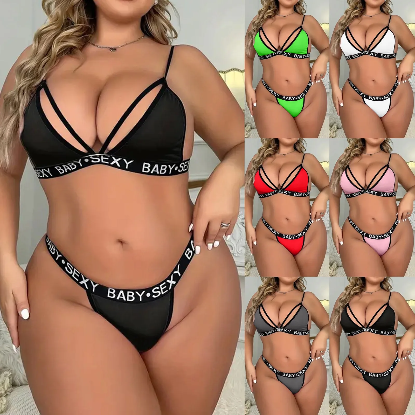 

Комплект сексуального нижнего белья в стиле пэчворк, женское нижнее белье, модное однотонное нижнее белье с буквами