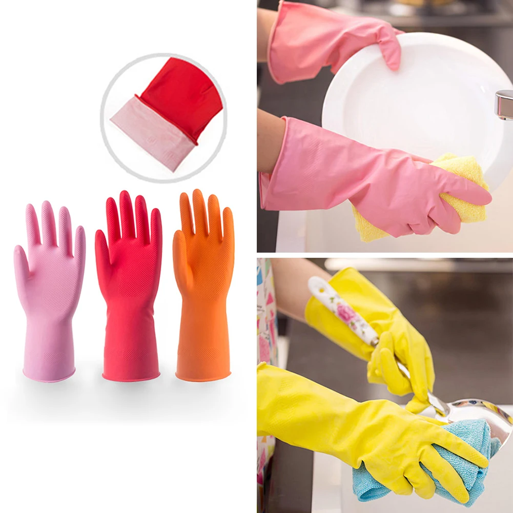 dishwashing gloves cleaning gloves Female waterproof rubber latex kitchen cleaning housework tools