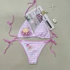 2025 Sexy Holiday Beach Style High-value Pink and White Striped Printed Swimsuit Bikini Babes Hot Spring Vacation Ins Girl 4