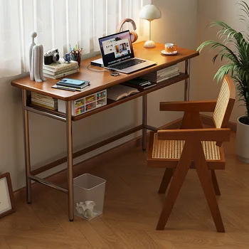 Bureau en bois massif de style médiéval, bureau à domicile, petit appartement, bureau d'ordinateur minimaliste, bureau d'étude, bureau de travail en bois