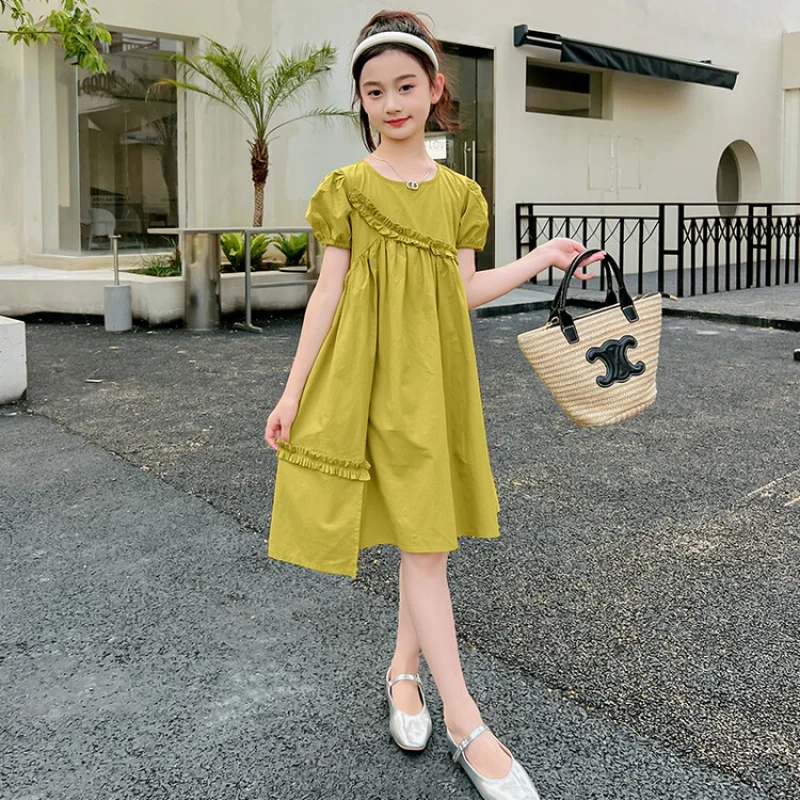 

Summer dresses for young girls 4-16 years girl elegant Party Dress 2023 New children's clothes Free delivery Korean style dress