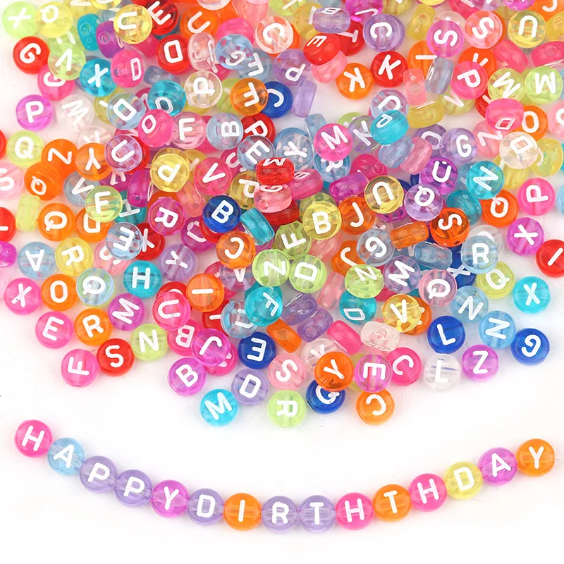 100pcs/Lot Acrylic Oblate Alphabet Beads Colorful Transparent Letter Beads for Jewelry Making DIY Bracelet Necklace Accessories acrylic letter beads