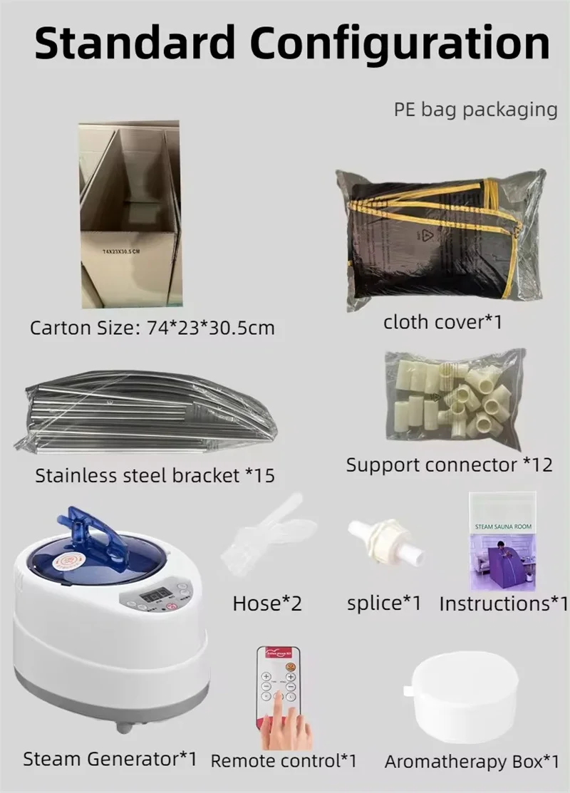 Description Picture 3 of itemFolding Portable Steam Room Personal Home Spa with Remote Control Full Body Sauna Home Fumigation Steam Bag