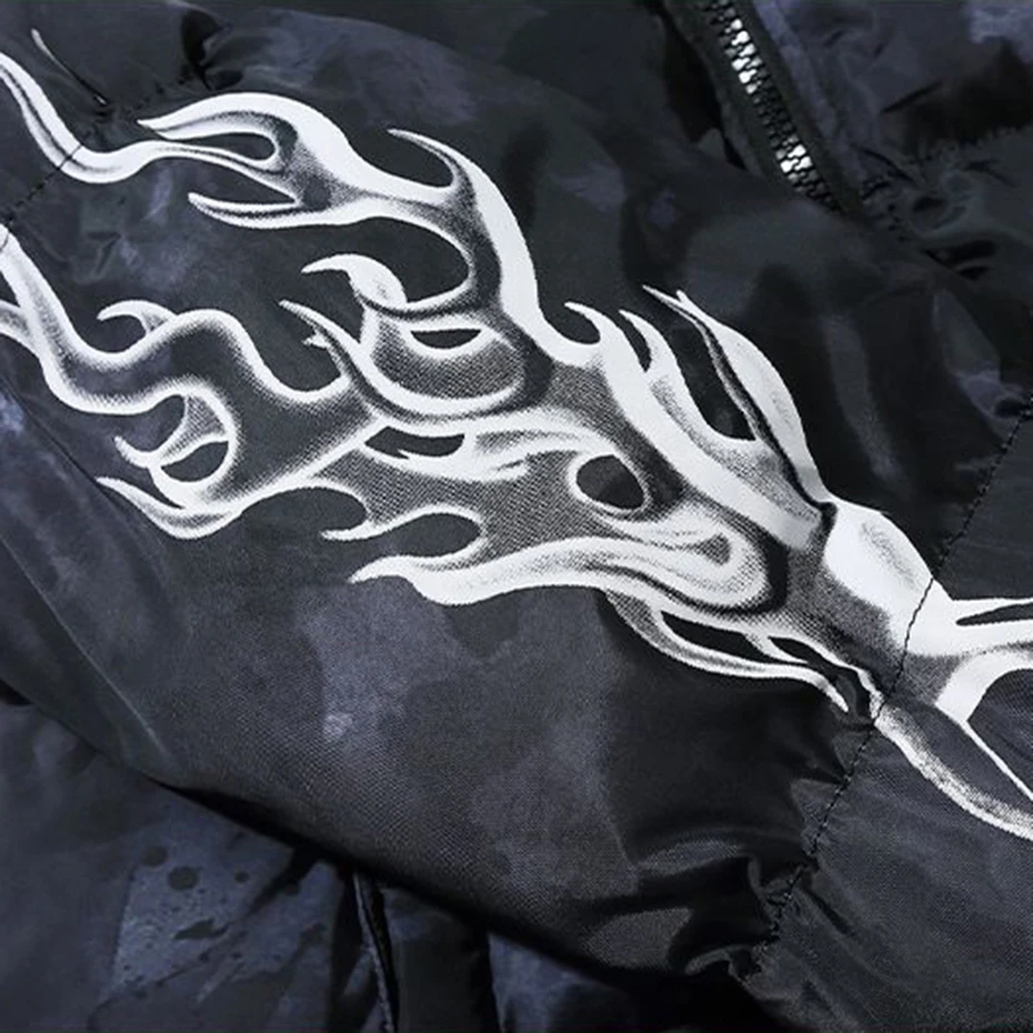 Oversized Hip Hop Parkas Padded Puffer Jacket Men Winter Warm Coat Letter Graphic Tie Dye Streetwear Jackets Y2K Parkas Coats 6