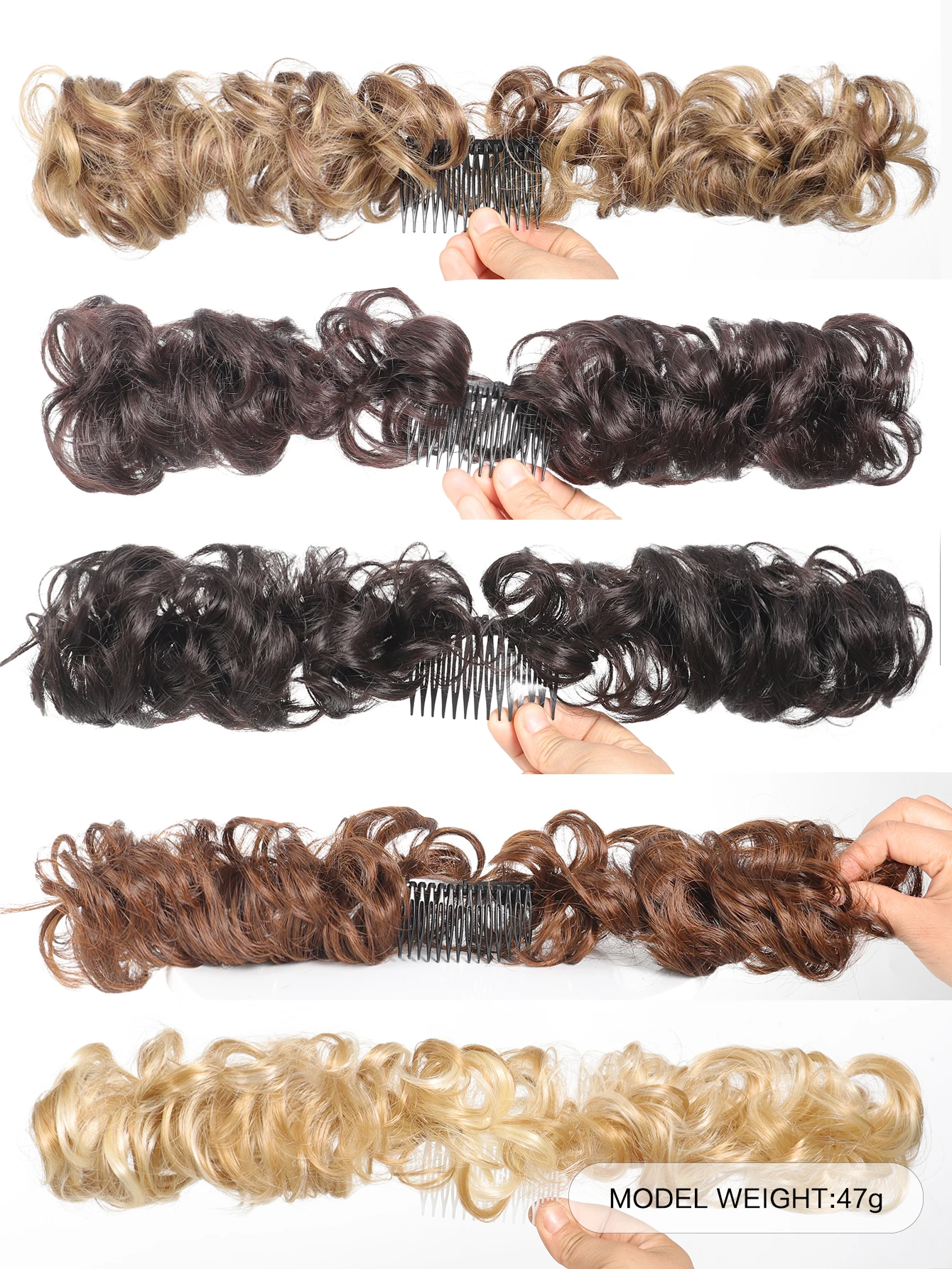 Synthetic Curly Hair Bun Extensions for Women