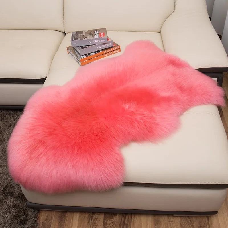 100% Real Sheepskin Wool Carpets for Living Room Bedroom Area Rug Luxury White Fur Warm Shaggy Carpet Super Soft Chair Cover Mat 3