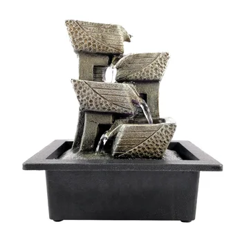 6 Styles Tabletop Water Fountain with LED Lights Stacked Rocks Indoor Waterfall Feature Quiet Relaxing Water Sound Home Decor 2