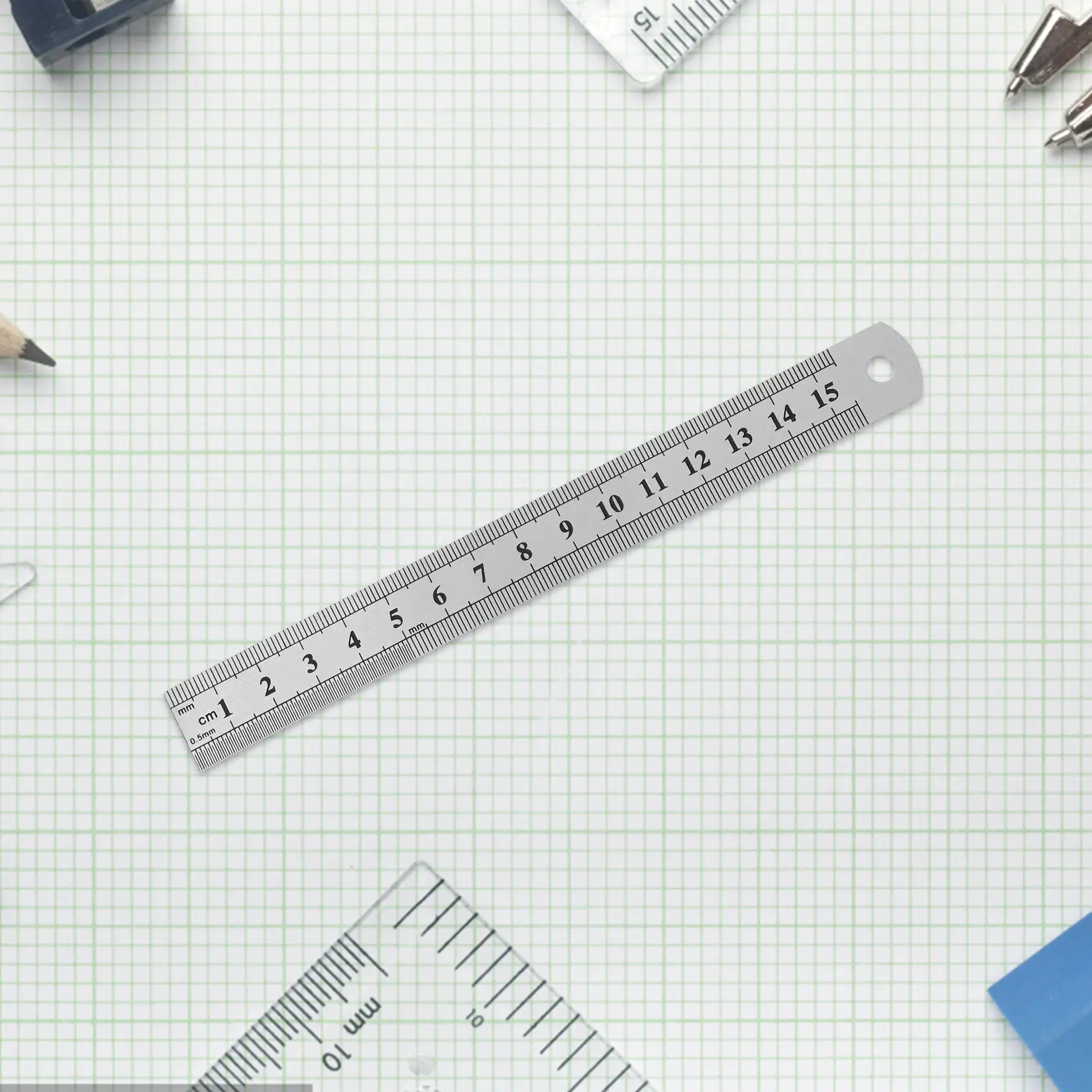 4Pcs 스테인레스 스틸 자 세트 15 20 30 40Cm 사무실 학교 엔지니어링을위한 양면 스케일 금속 정밀 측정 도구