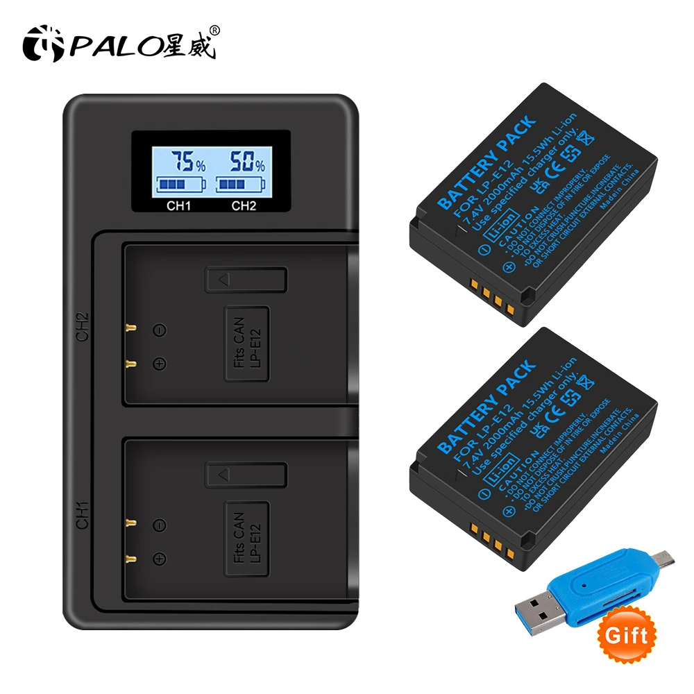 1800Mah Lp-E12 Lp E12 Lpe12 Batteria Agli Ioni Di Litio Lcd Usb Doppio Caricatore Per Canon Eos M50 Eos M100 100D Kiss X7 Rebel Sl1 Dslr Camera