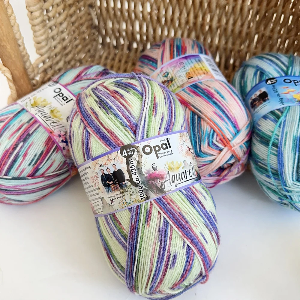 100g Opal Aquarell 4ply Sock Yarn, 75% Wool 25% Polyamide Space Dyed Colourful Yarn, Fluffy Breathable for Sock, Sweater & Hats 3