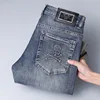 2024 Spring and Summer New Men's Simplicity Jeans High-End Stretch Slim Fit Straight All-Matching Leisure Washed-out Long Pants 3