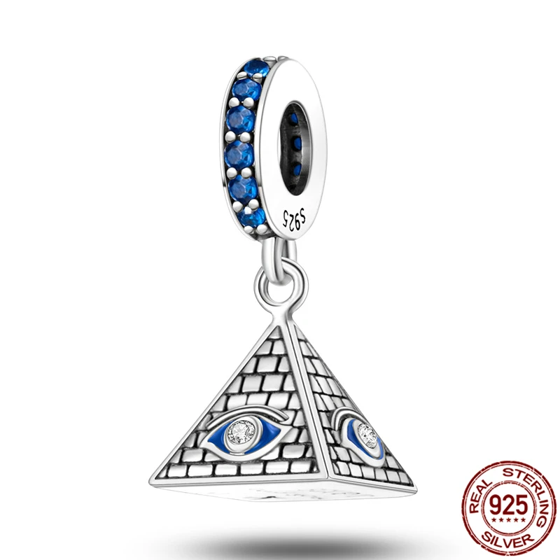 

Hot Sale New 925 Sterling Silver Pyramid Demon Eye Charms Beads Fit 925 Original 3mm Bracelet Necklace For Women Jewelry Gift