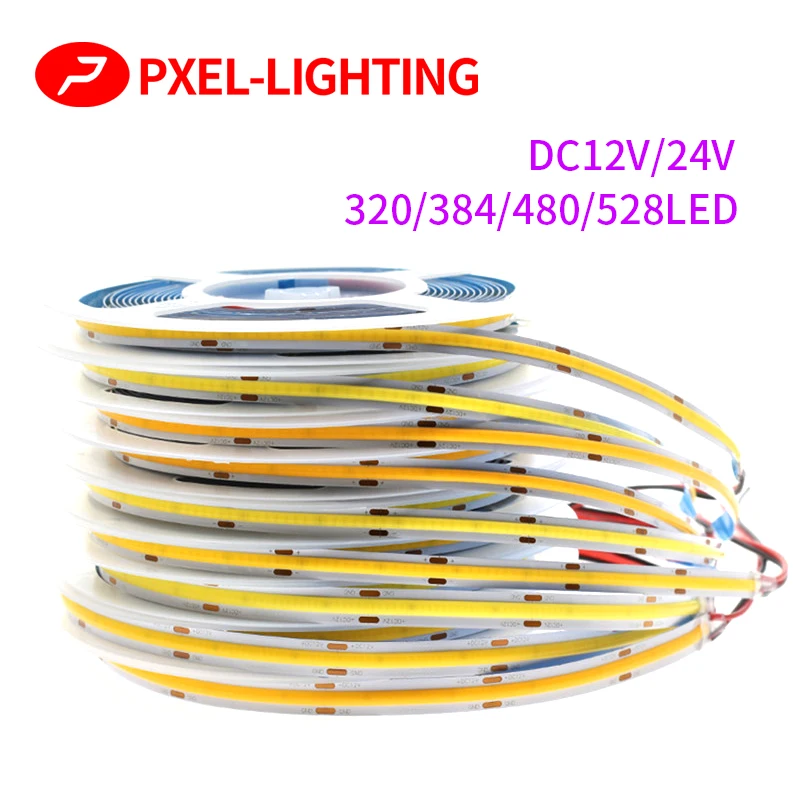 

FCOB LED Strip Light 384 480 528 LED High Density Flexible FOB COB Led Light RA90 Warm Nature Cool White Linear Dimmable 12V 24V