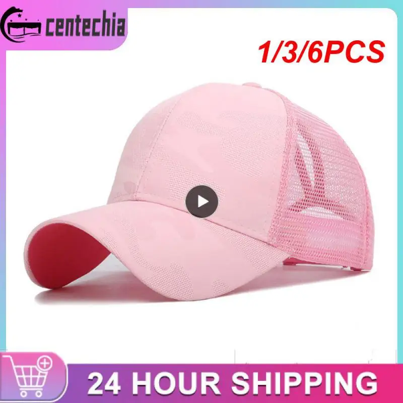 

1/3/6PCS Sports Running Sunshade Breathable Cotton Ponytail With Adjustable Back Closure For Messy High Buns Hat Headwear