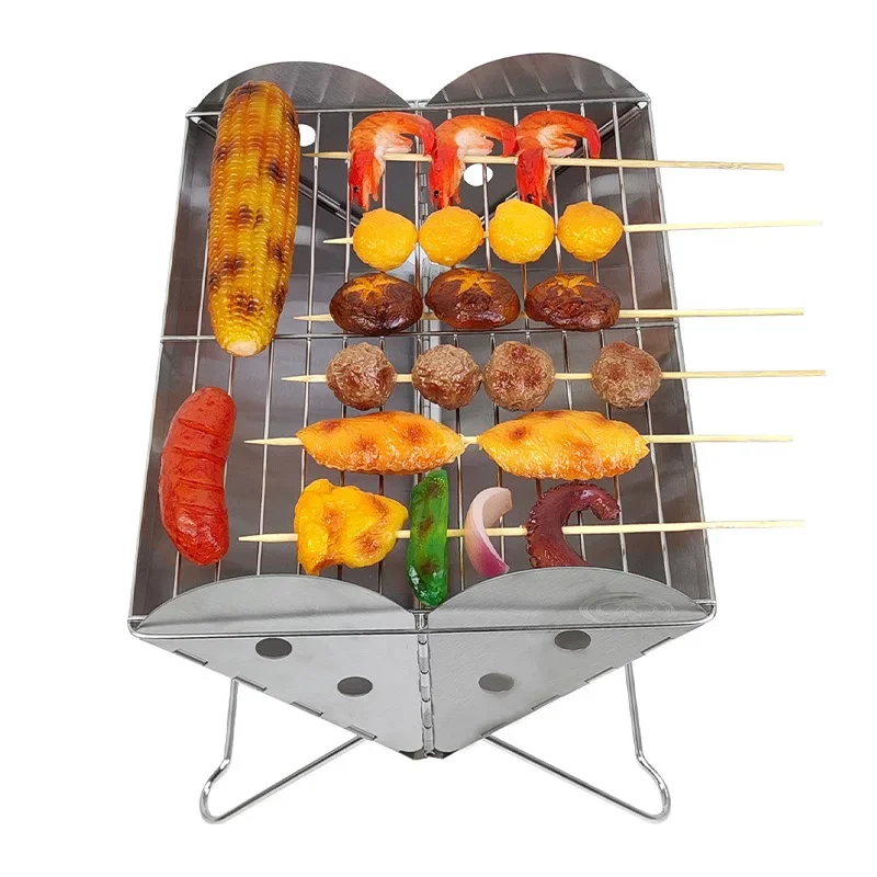Portable Folding BBQ Grill Multifunction Camping Barbecue Grill Stove Rack Net Firewood Stove Stainless Steel BBQ Charcoal barbecue charcoal stove,barbecue stove,barbecue grill