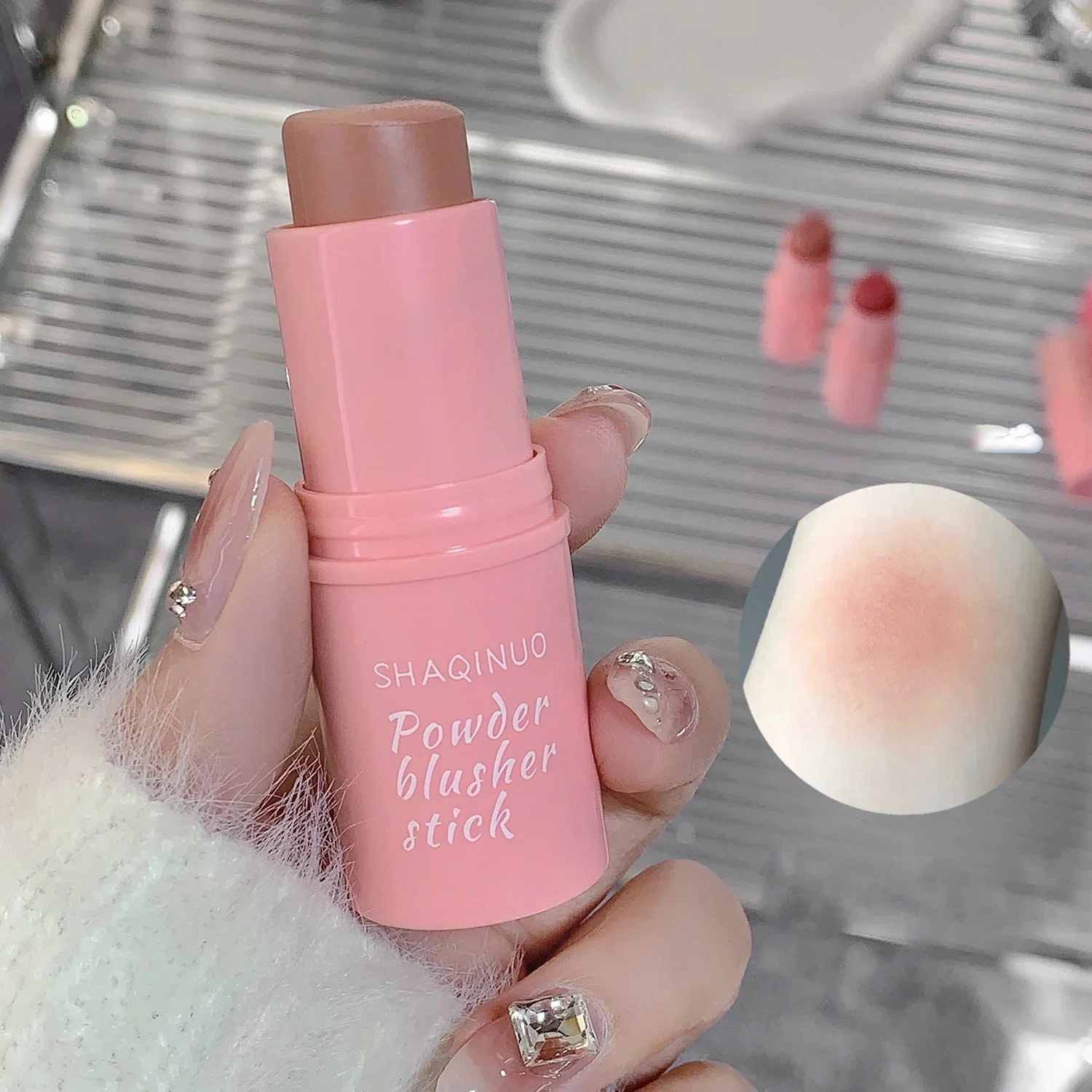 Rouge Blush Stick Waterproof Natural Cheek Blusher Cream High Color Rendering Brightening Skin Tone Korean Face Cosmetic blush stick facial blusher blush cream cream blusher