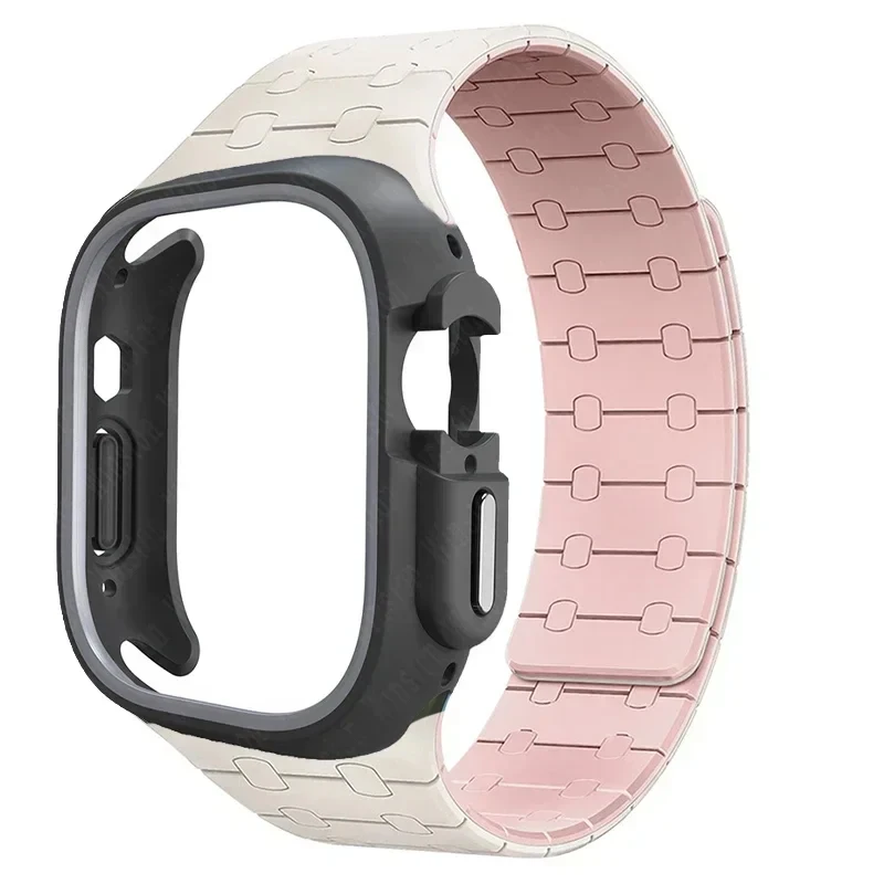 حافظة من البولي يوريثان + حزام سيليكون لساعة أبل ا...