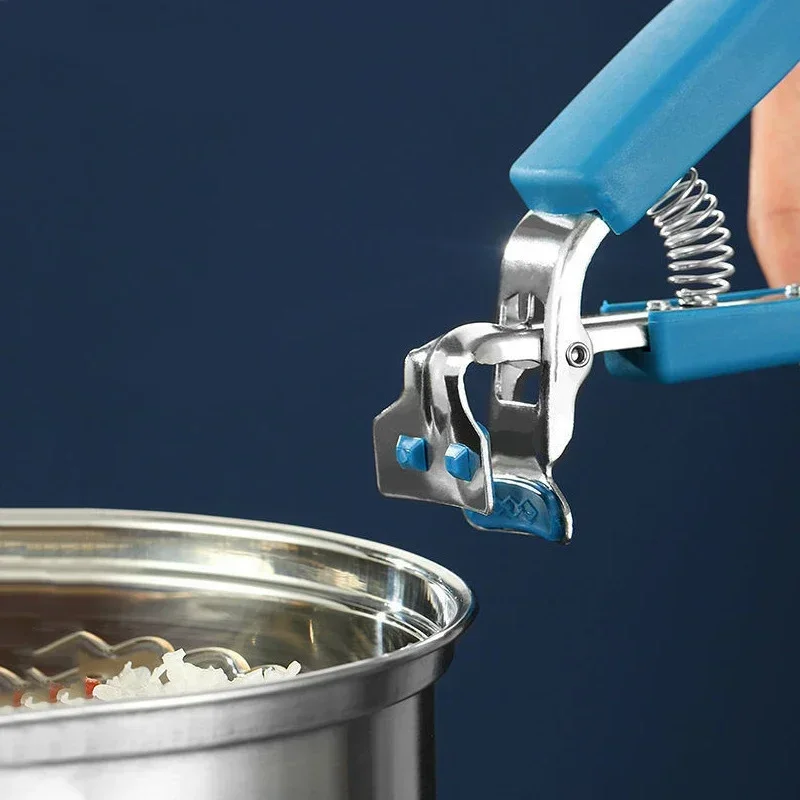 Set of 4 Stainless Steel Anti-Scald Bowl Clip Non-slip Crockery Clamp Hot Dish Clamp Silicone Heat Resistant Gloves Kitchen Tool