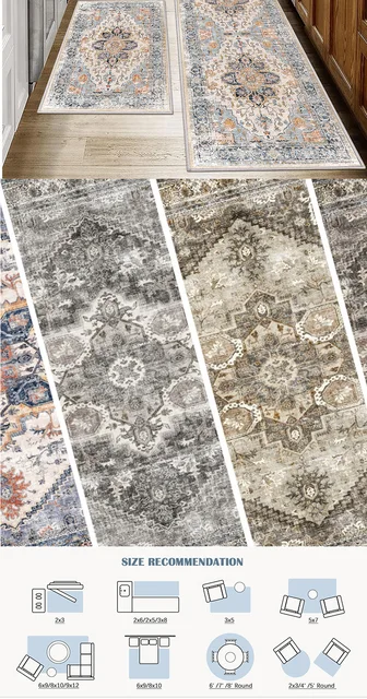 VIKAMA BOHE Tappeto in velluto di cristallo Texture alta e bassa Cucina Bagno Soggiorno Tappeto da pavimento Pieghevole Lavaggio Tappetino Decorazioni per la casa 6