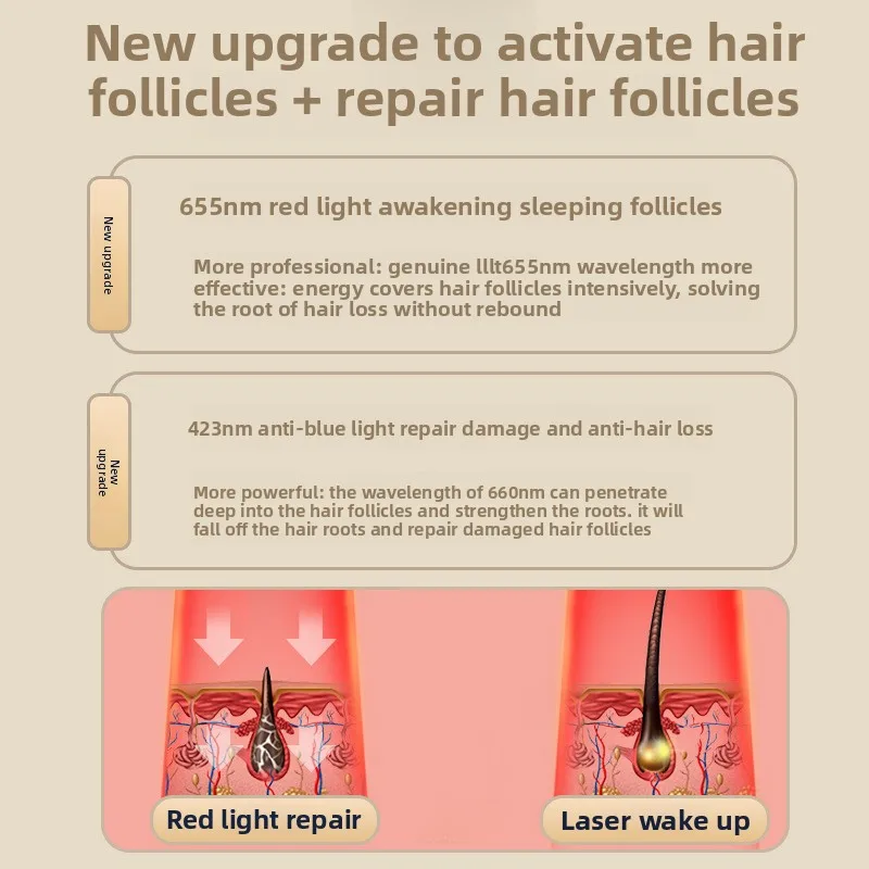 New Microcurrent Electric Scalp Head Massage Comb EMS For Hair Growth LED Light Therapy Micro-current Vibration Massage Brush