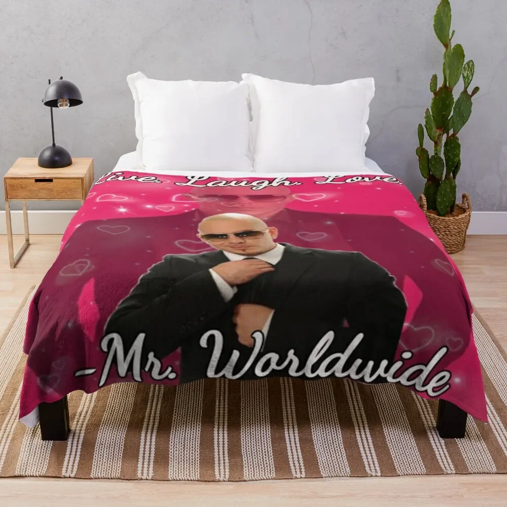 

mr worldwide live. laugh. love. Throw Blanket Blankets Sofas Of Decoration Soft Plush Plaid Hairy Bed Blankets