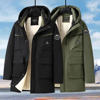 200KG Inverno Cargo Parka Uomo Caldo Giacca Spessa Cappotti Plus Size 13XL Velluto fodera interna Parka Moda Casual Giacca Invernale Uomo 1