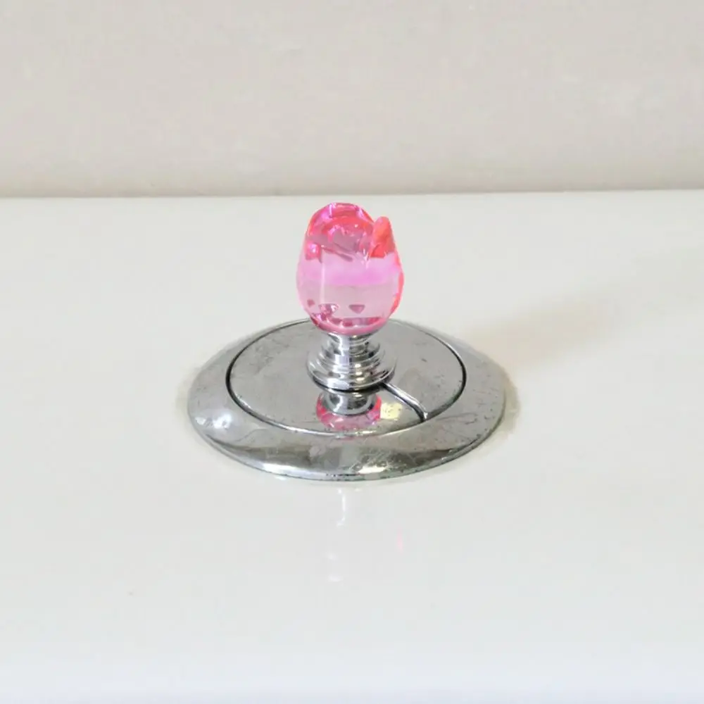 Toilet Tank Button Universal Rose Flower Toilet Tank Button Labor-saving Crystal Toilet Flush Button Cabinet Drawer Knob