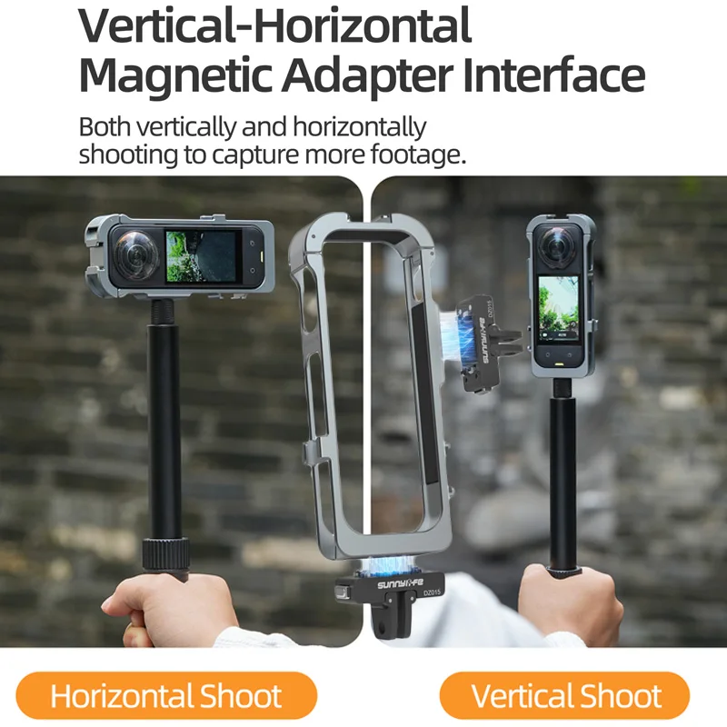 Upgraded Metal Frame for Insta360 X5 CNC Aluminum Shockproof Three Code Shoe Protective Cage with Lens Cover Magnetic Adapter