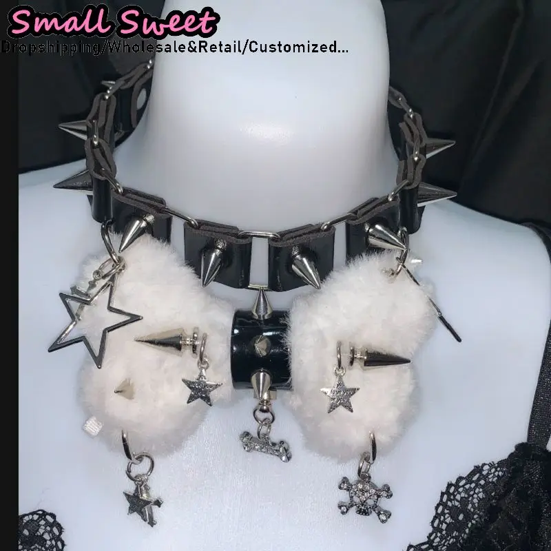 Girl Women Y2K choker Gothic Jewelry Turques Gift Furry bone