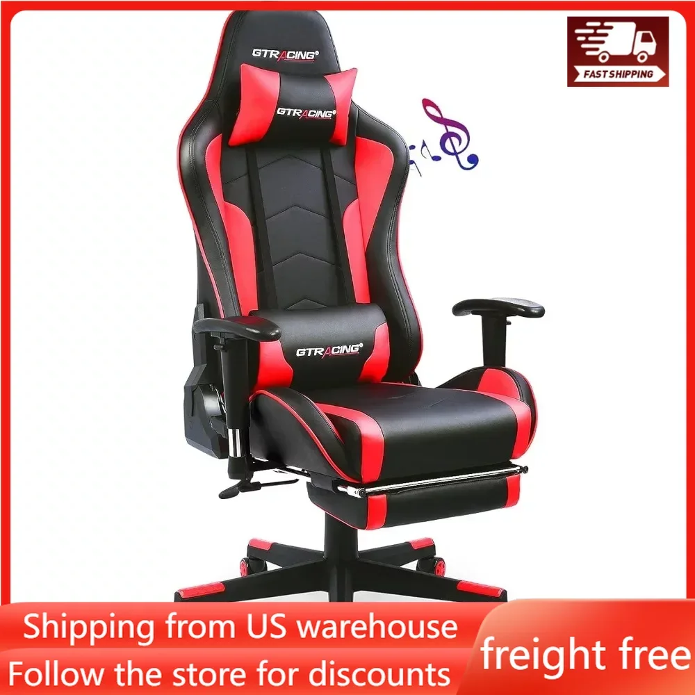 

Gaming Chair With Footrest Speakers Video Game Chair Bluetooth Music Heavy Duty Ergonomic Computer Office Desk Chair Red Gamer