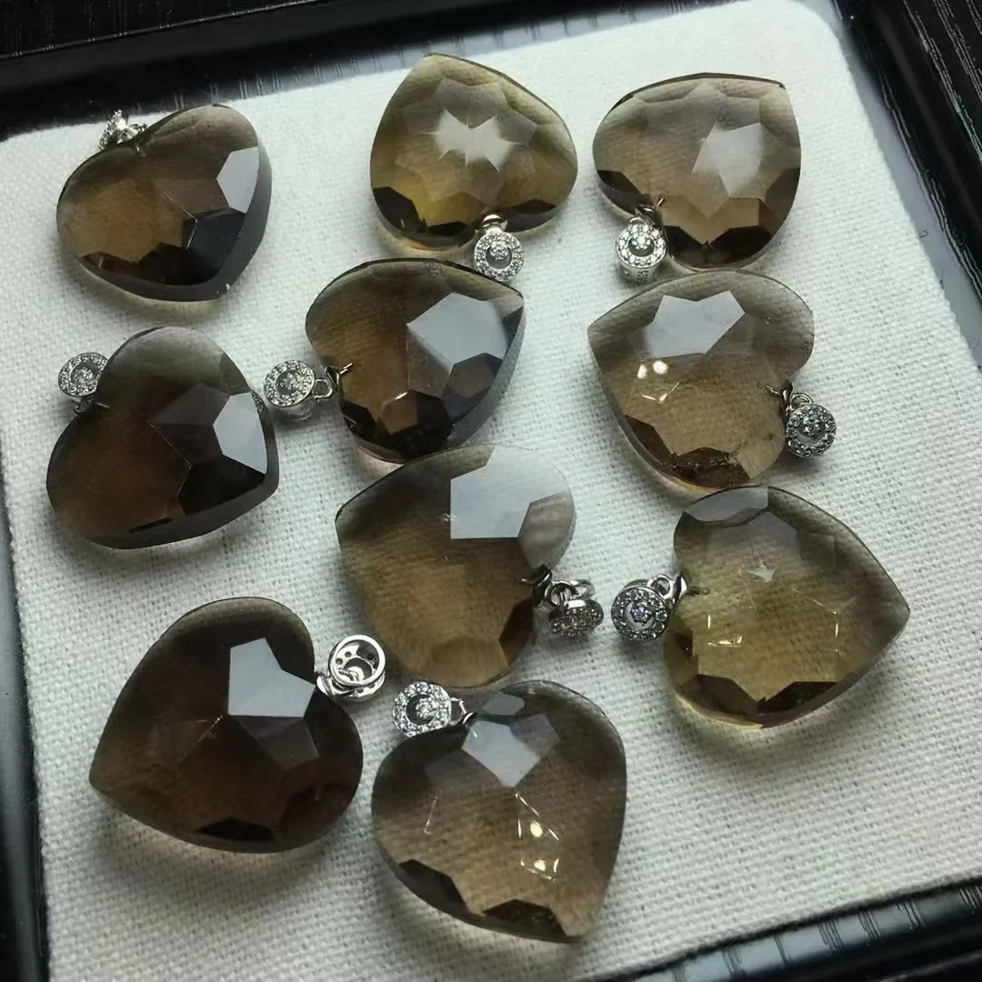 1 Pc Natural Smoky Quartz Heart Pendant 925 Sterling Silver Faceted Heart Crystal Reiki Healing Stone Jewelry Gift For Women Men 7 S8128ad6882714ad4bb068a4e9943eaf0B