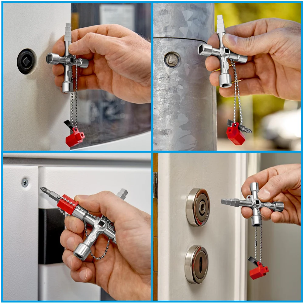 4in1 Silver Key Wrench Electrical Elevator Control Cabinet Valve Inner Triangle Quadrangle Screwdriver Tool Set 5
