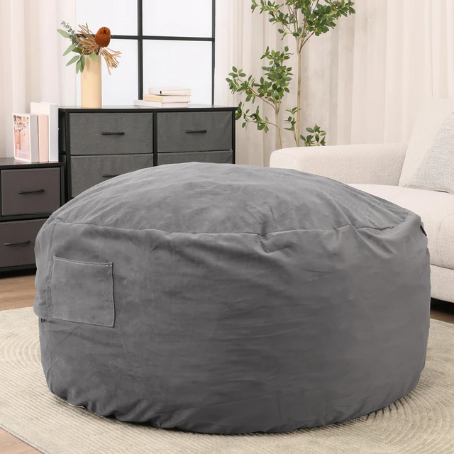 JHK Oversized 3/4FT Bean Bag Chair for Gaming Reading Lazy Sofa Foam Filled Couch with Removable Cover Living Room Furniture