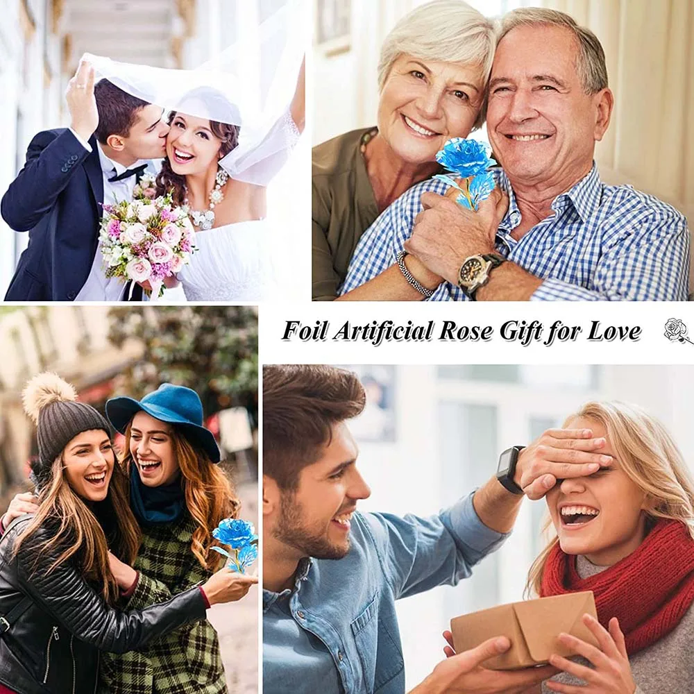 Valentine's Day Mother's Day Gift 24K Foil Plated Artificial Roses Wedding Decor Lover Lighting Creative Gift