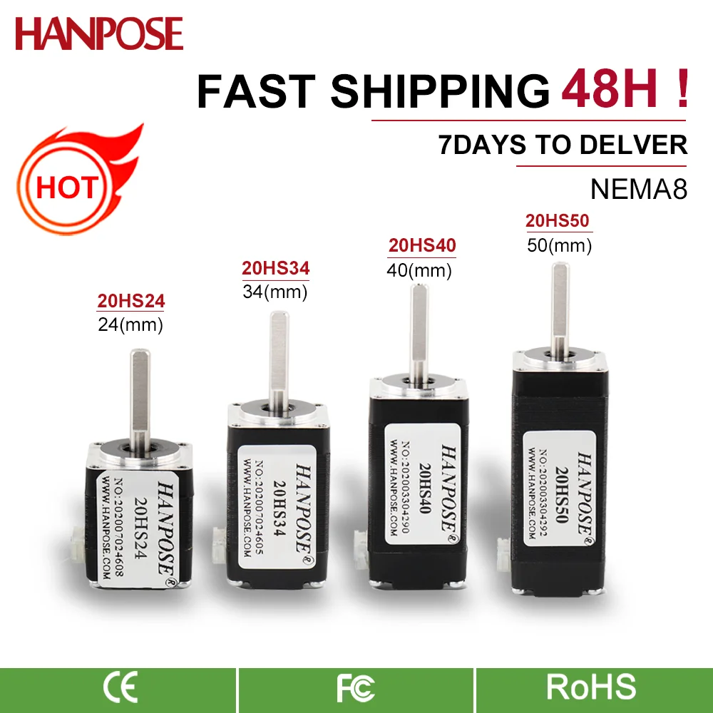 Stepper Motor HANPOSE Nema 8 Stepper Motor 20HS24 20HS34 20HS40 20HS50 0.8A 12mN.m 20 Series stepper motor For game machines