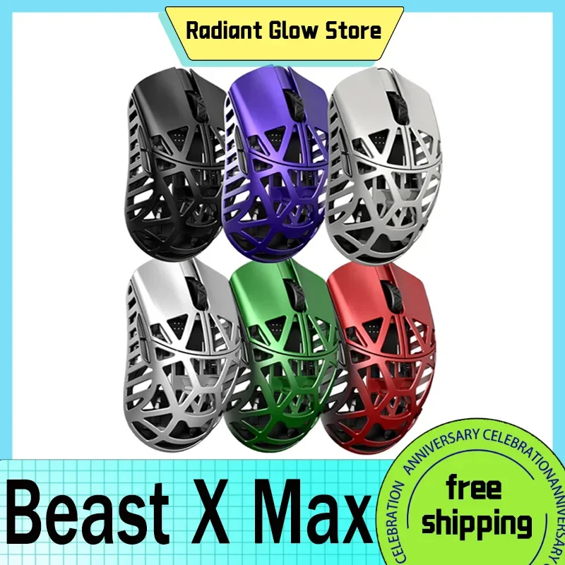 

Wanling Beast X Max Mouse 8k Dual Mode Paw3395 Wlmouse Magnesium Alloy Gaming Mouse Lightweight Hollow Out Pc Gamer Accessories