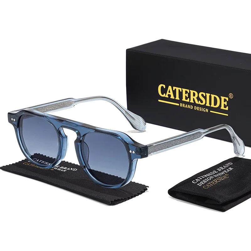 Gafas de sol redondas vintage CATERSIDE para hombre, estilo punk con inserciones en las patillas, gafas de sol para mujer, ideales para viajes, fiestas, compras y moda.