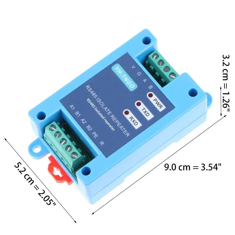 12-36V RS485 절연 리피터 허브 허브 2포트 통신 절연 모듈 신호 증폭기는 Din35mm 가이드 레일을 지원합니다.
