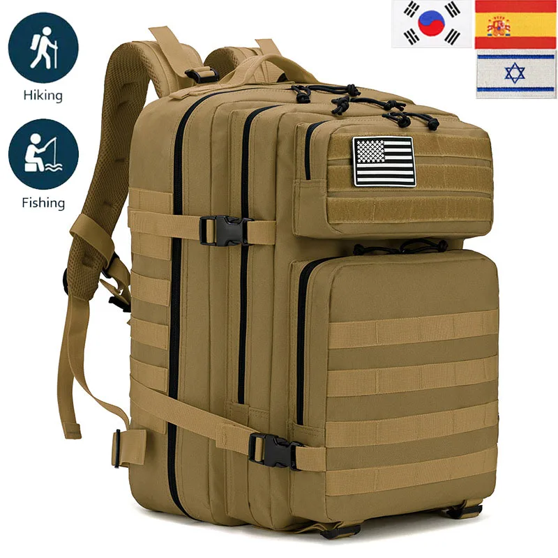 

New Tactical Backpack Men Women 3P Attack Rucksack Sports Trekking Hunting Nylon Backpack Military Hiking Bag With Flag