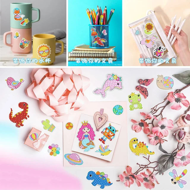 5D DIY Diamond Painting Stickers Full Drill Cartoon Animal Diamond Embroidery Mosaic Craft Stickers Kit Kids