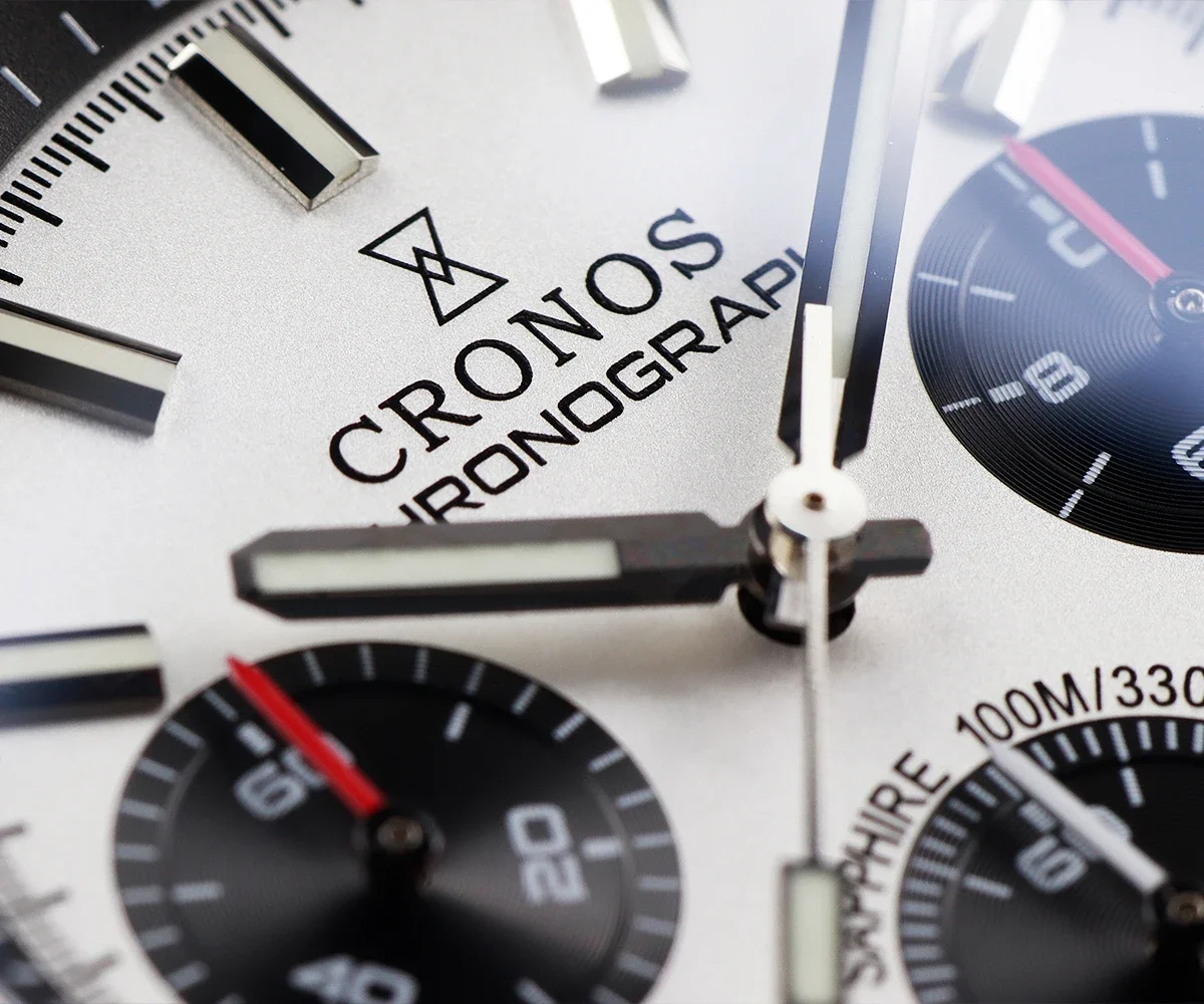 Cronos L6035 Chronograph 38.5mm Quartz Wristwatches Miyota 6S20 Black&White Panda Dial Sapphire Waterproof 10Bar BGW-9 Watches 4