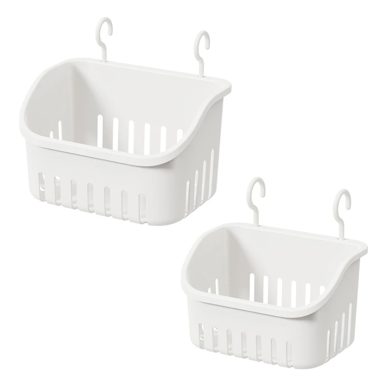 Hanging Storage Basket with Hooks Hollow Out Draining Organizer Holder
