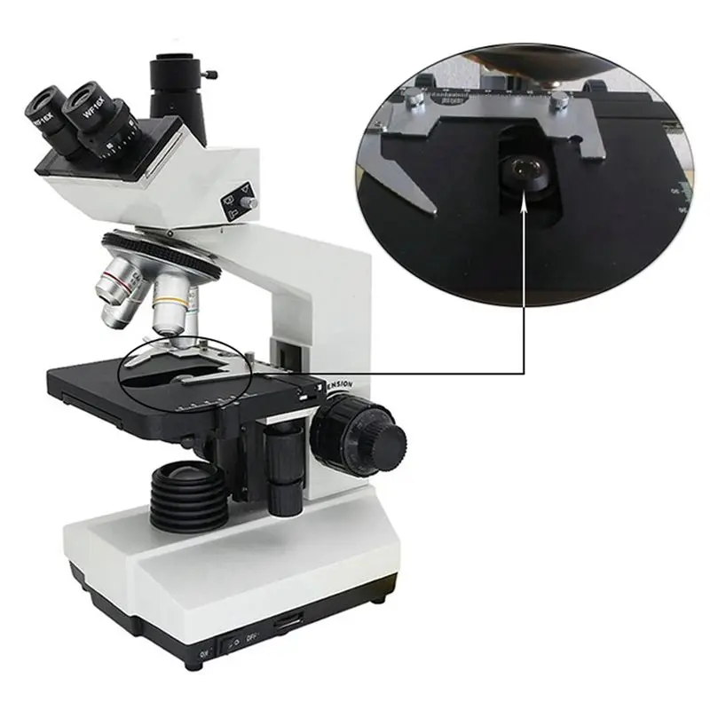 AT21-2X 현미경의 아베 콘덴서(NA1.25) 밝은 필드에서 빛을 집중시키기 위한 가변 다이어프램이 있는 광학 부품