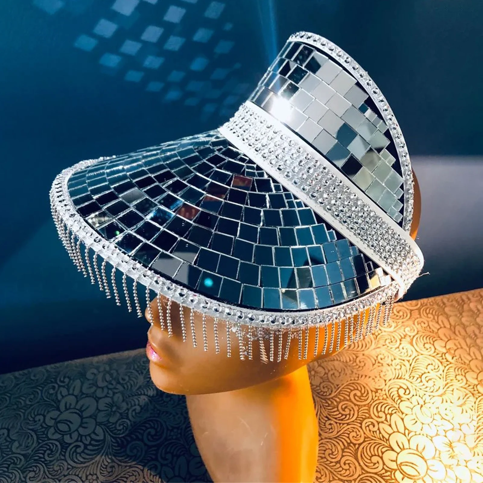 Disco Ball Festival visor Disco Ball Hut mit einziehbarem klassischem Disco  Spiegel Glitter Cap Party Kleidung Zubehör - AliExpress
