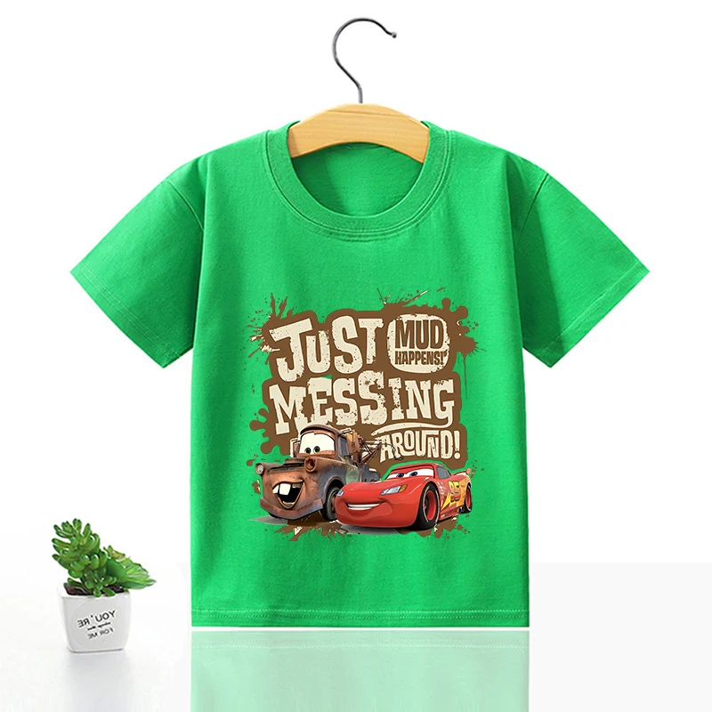 Lightnings Mcqueen T-shirt Cartoon Disney Cars Short Sleeve Tops Boys Basic Tee Children Clothing Cool Printed Tshirt Kids Tees 6